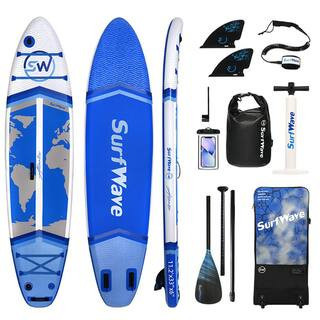 Inflatable Stand Up Paddle Board for Adults and Youth, 11 ft. x 34 in. x 6 in. w/ Accessories and Backpack, Surf Control | The Home Depot