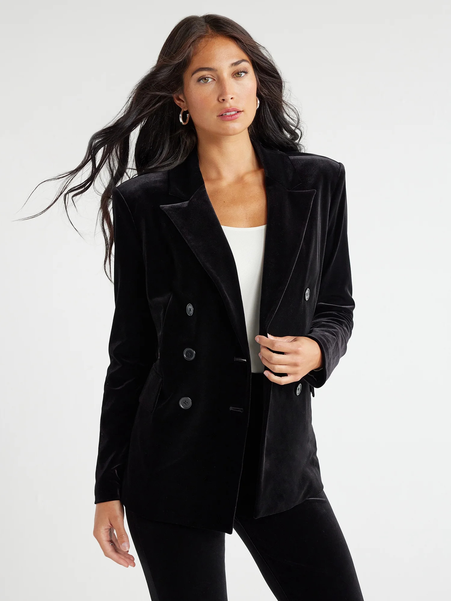 Sofia Jeans Women's Velvet Double-Breasted Blazer, Sizes XS-3XL | Walmart (US)