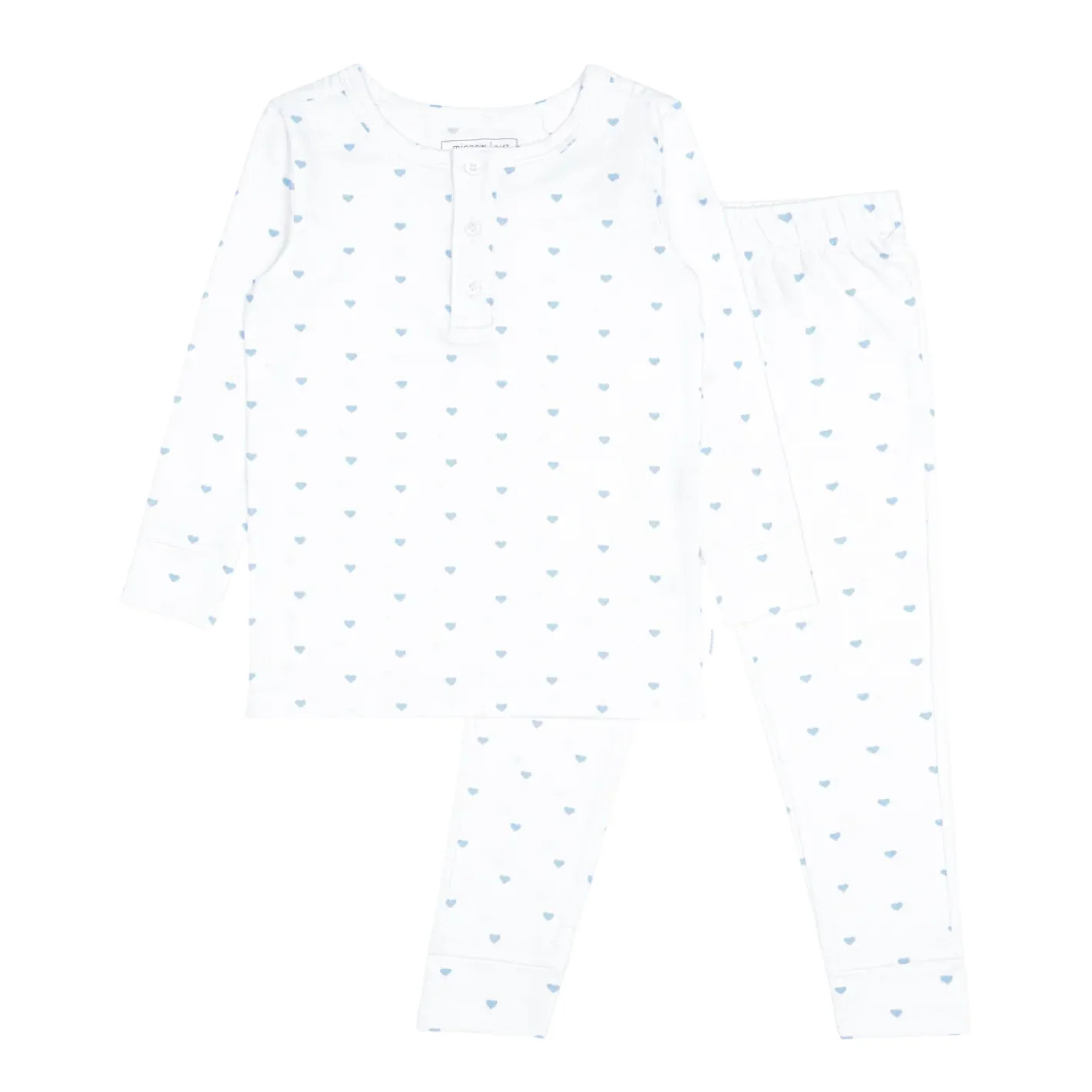 unisex blue heart pima pajamas set | Minnow