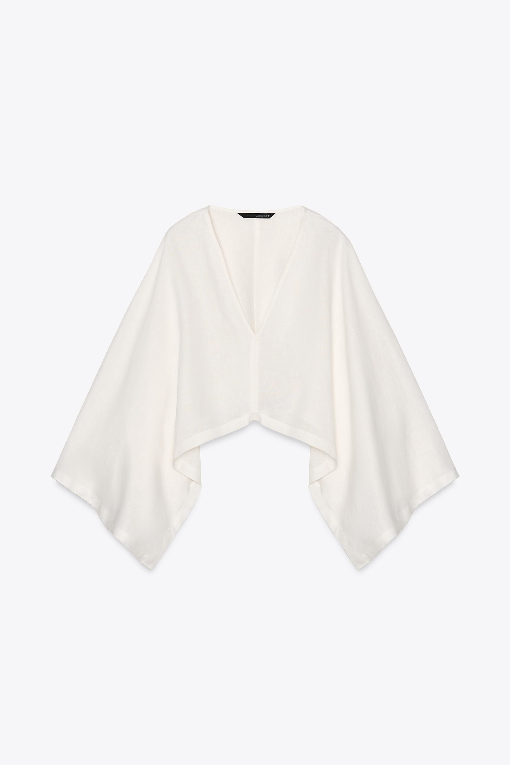 ASYMMETRIC LINEN KIMONO CAPE | Zara US