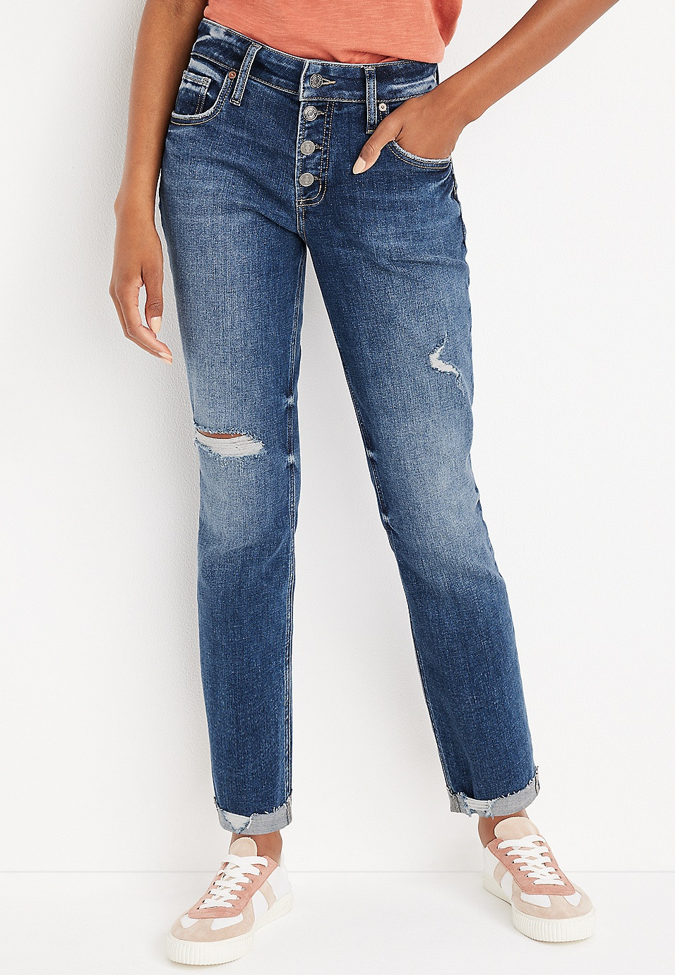 Silver Jeans Co.® Boyfriend Mid Rise Button Fly Jean | Maurices