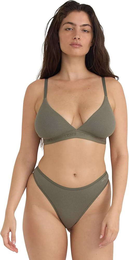 Organic Basics Women's Core Wirefree Ribbed Cotton Triangle Bralette | Amazon (US)
