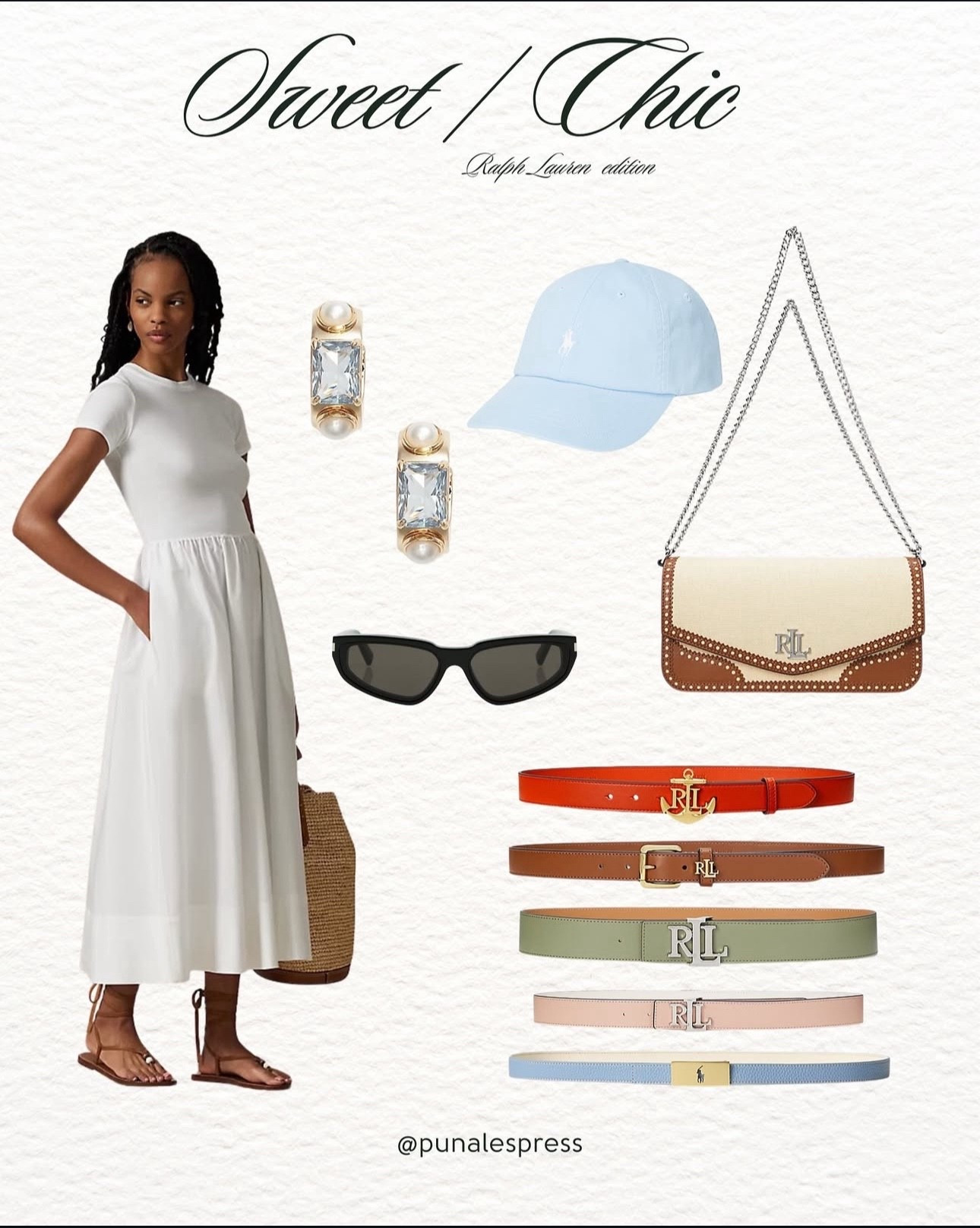 ✨ Sweet / Chic — Ralph Lauren Edition 🤍

Channel effortless elegance with this timeless white dress and pastel accessories. From the soft baby blue cap to the structured straw tote, every piece brings a fresh, preppy twist to your summer wardrobe.
Styling tip: Add a bold RL belt to elevate your waistline and finish the look with vintage-inspired earrings and cat-eye sunnies. Perfect for brunch dates, strolls through town, or Hamptons daydreams 🌸

🛍️ Shop the full look on my LTK
🎀 Find it all under “Sweet Chic” on Pinterest
#ralphlaurenstyle #summeroutfitideas #ltkfashionfinds #preppychic #elegantstyle #minimalfashion #pastelaesthetic #fashioninspo #punalespress

#LTKSeasonal #LTKTravel #LTKStyleTip