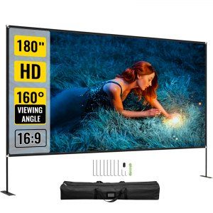 VEVOR Movie Screen with Stand 180inch Portable Projector Screen 16:9 4K HD Wide Angle Outdoor Pro... | Vevor
