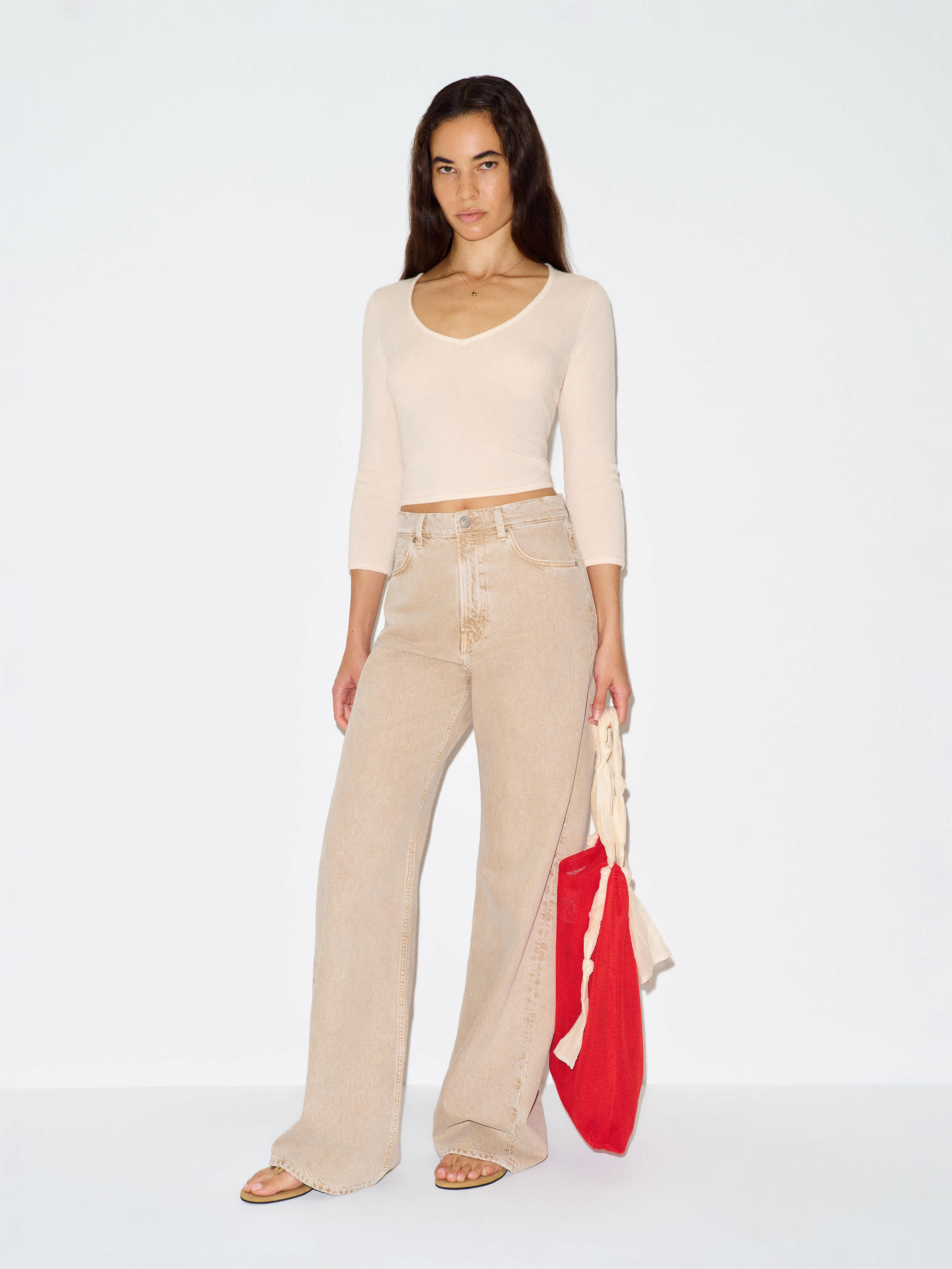 Reformation Roya Cashmere V-Neck Ivory XS | Reformation (Global)