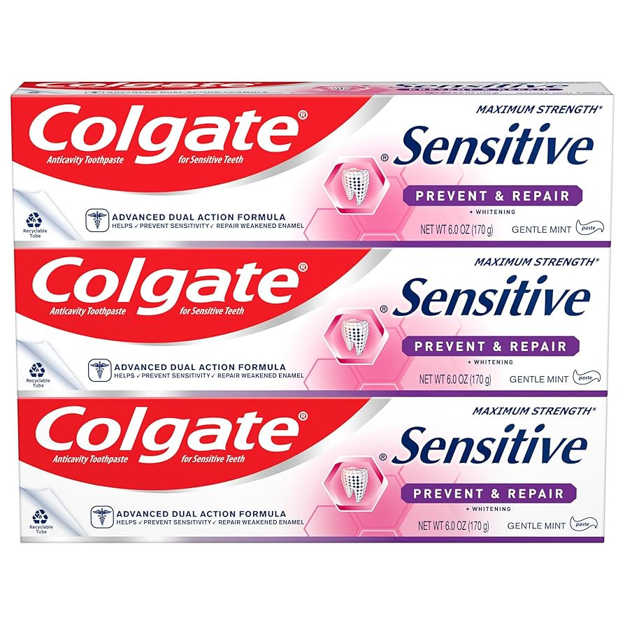 Colgate Sensitive Toothpaste with Whitening, Prevent and Repair, 6 Ounce, 3 Pack | Amazon (US)