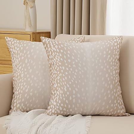 Set of 2 Antelope Pillow Covers, 20x20 Inch Soft Linen Faux Fawn Animal Print Modern Euro Throw Pill | Amazon (US)