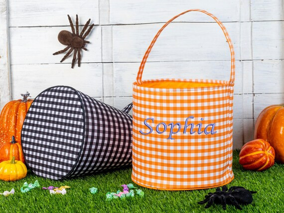 Personalized Halloween Basket Embroidered Halloween Bucket - Etsy | Etsy (US)