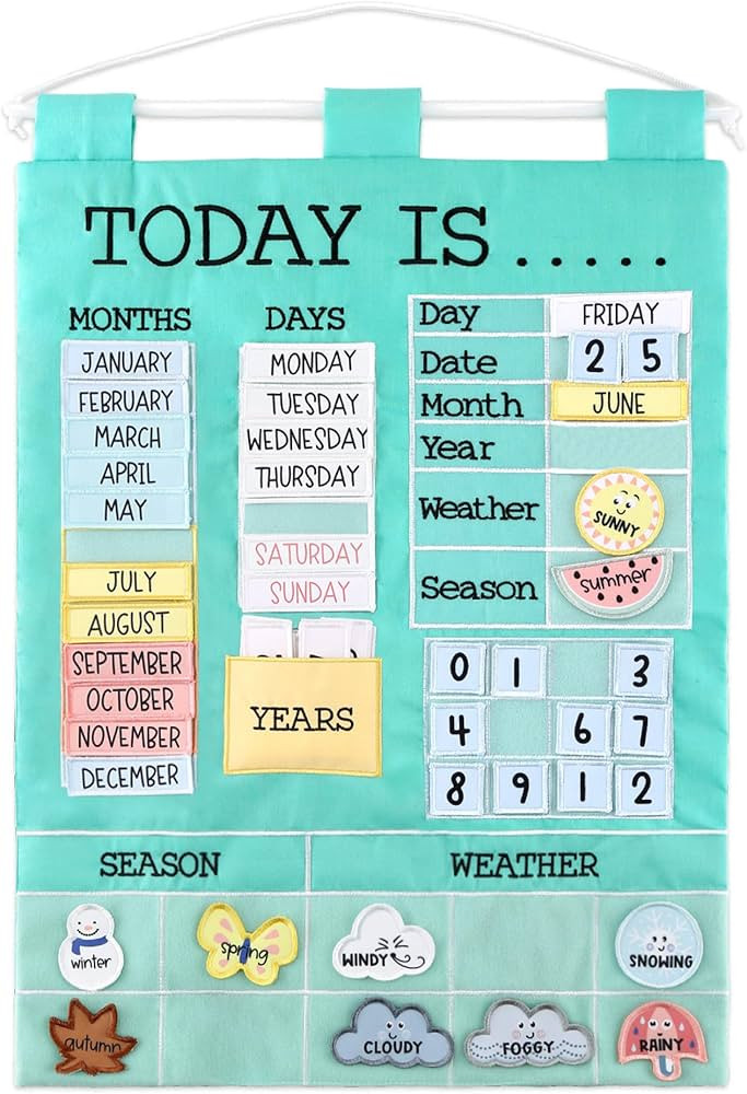 The Peanutshell Learning Calendar Wall Chart - Homeschool Supplies, Interactive Pocket Chart for ... | Amazon (US)