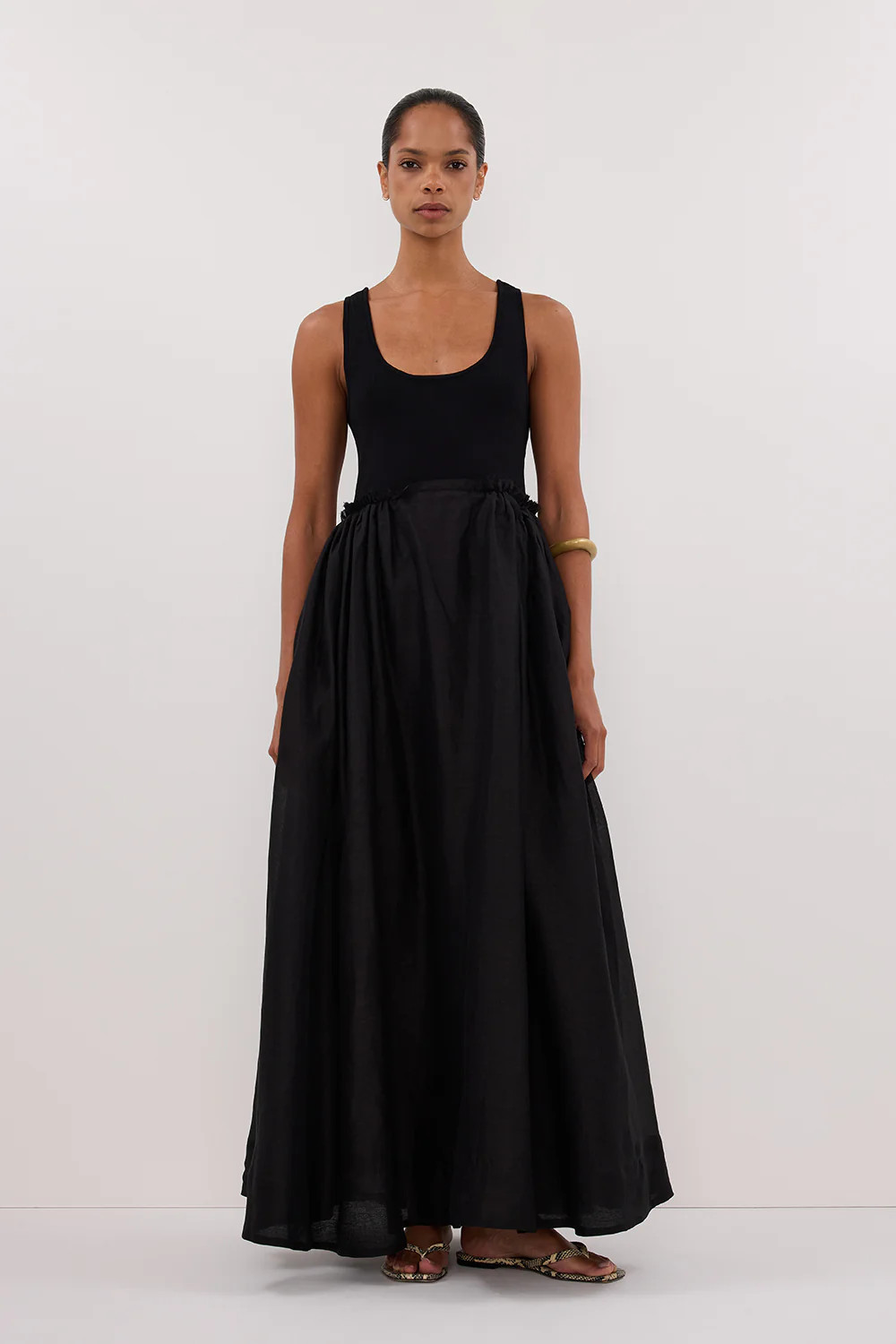 APRIL BLACK HYBIRD KNIT MIDI DRESS | DISSH