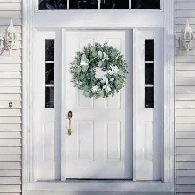 Front Door Wreaths, 20 Inch Spring Eucalyptus Greenery Wreath, Handmade Summer Leaf Wreath All Season For Outside Window Wall Festival Farmhouse Indoo | Wayfair North America