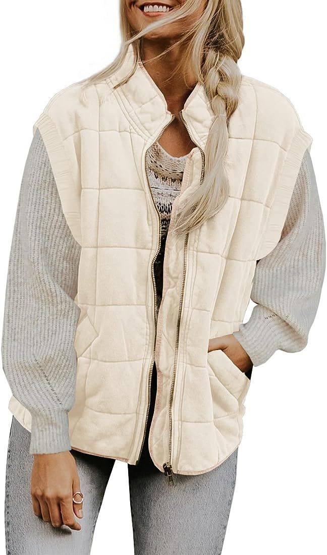 Womens Dolman Lightweight Quilted Sleeveless Jackets Zip Up Stand Collar Warm Winter Vest Outwear... | Amazon (US)