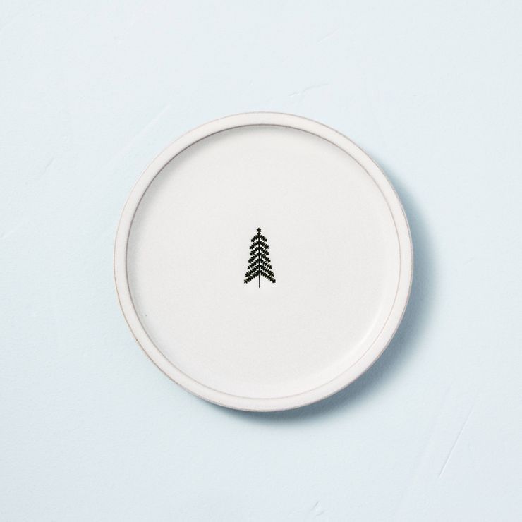 6.4" Winter Tree Stoneware Appetizer Plate Green/Cream - Hearth & Hand™ with Magnolia | Target