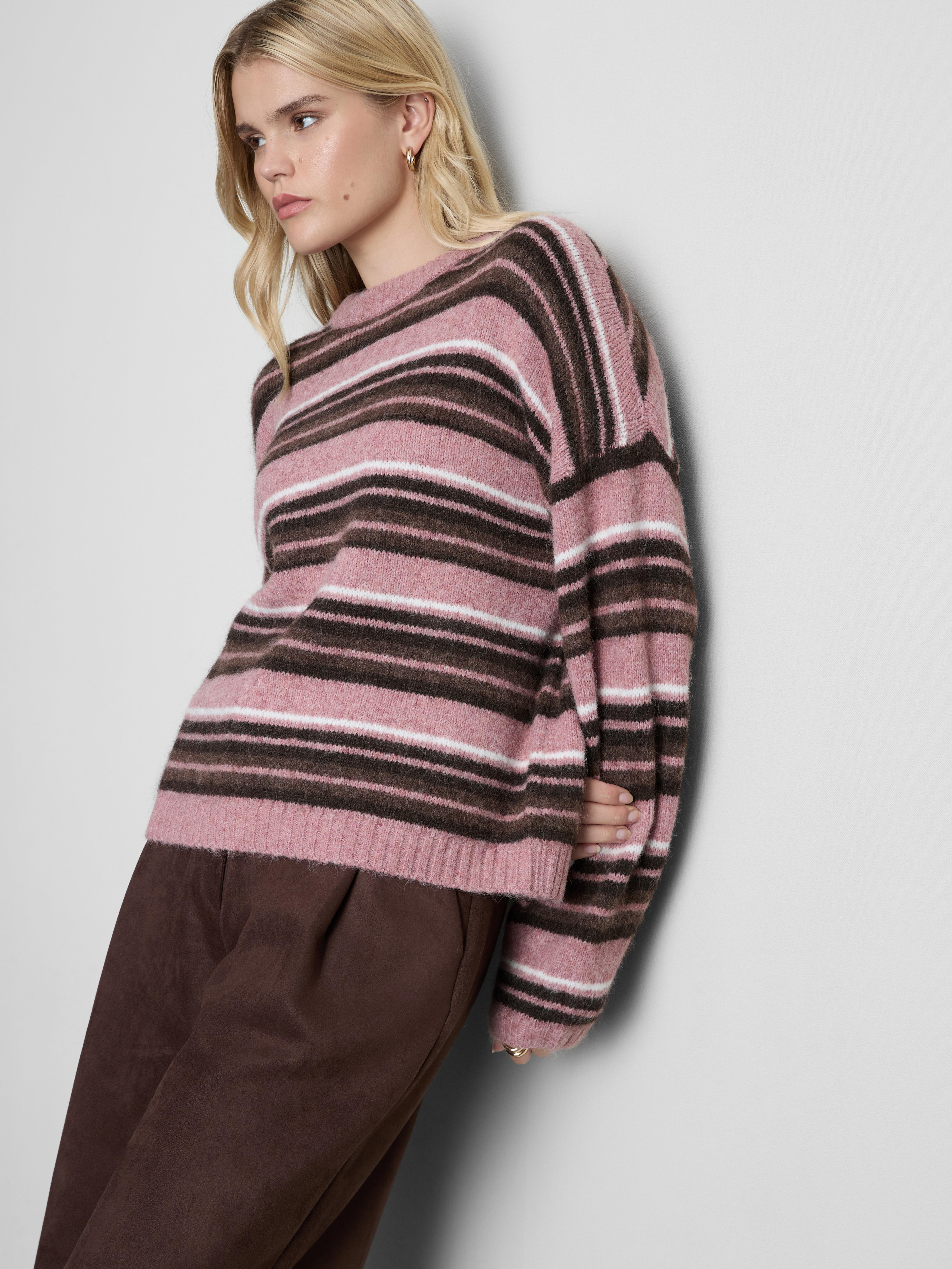 Knitted Fluffy Stripe Crew Neck Jumper | Primark UK