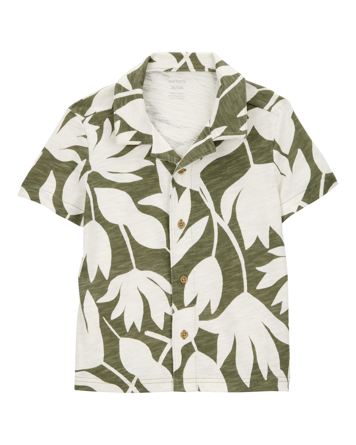 Toddler Tropical Print Cotton Short-Sleeve Fashion Top - Olive/White | Carter's | Carter's Inc
