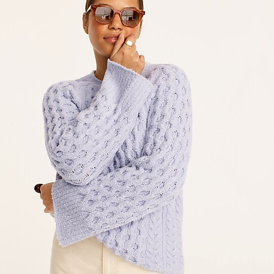 Cotton bouclé cable-knit sweater | J. Crew US