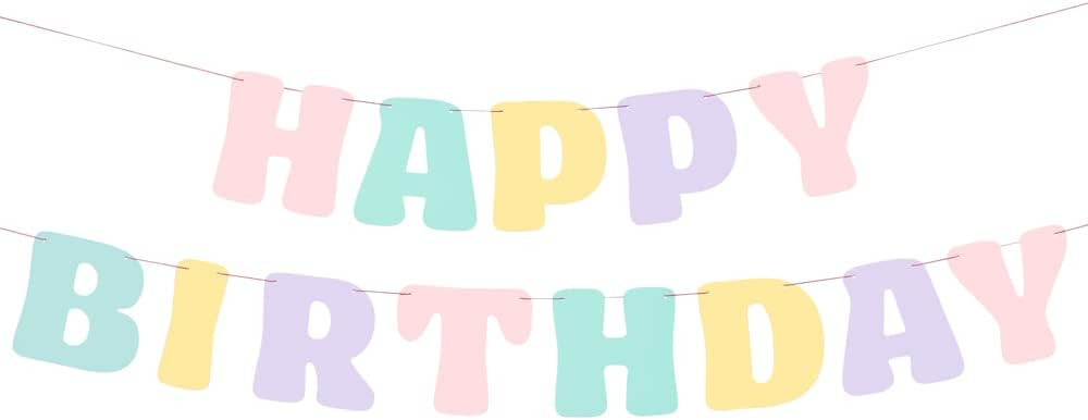 xo, Fetti Pastel Happy Birthday Banner - 1 Piece | Rainbow Bday Party Decorations, Cute Birthday ... | Amazon (US)