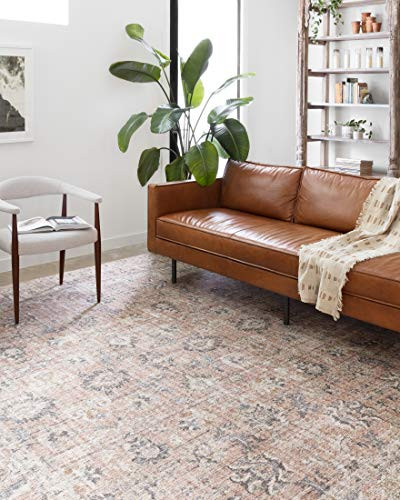 Loloi Skye Collection, SKY-01, Blush / Grey, 5'-0" x 7'-6", .13" Thick, Area Rug, Soft, Durable, Vintage Inspired, Distressed, Low Pile, Non-Shedding, Easy Clean, Printed, Living Room Rug | Amazon (US)