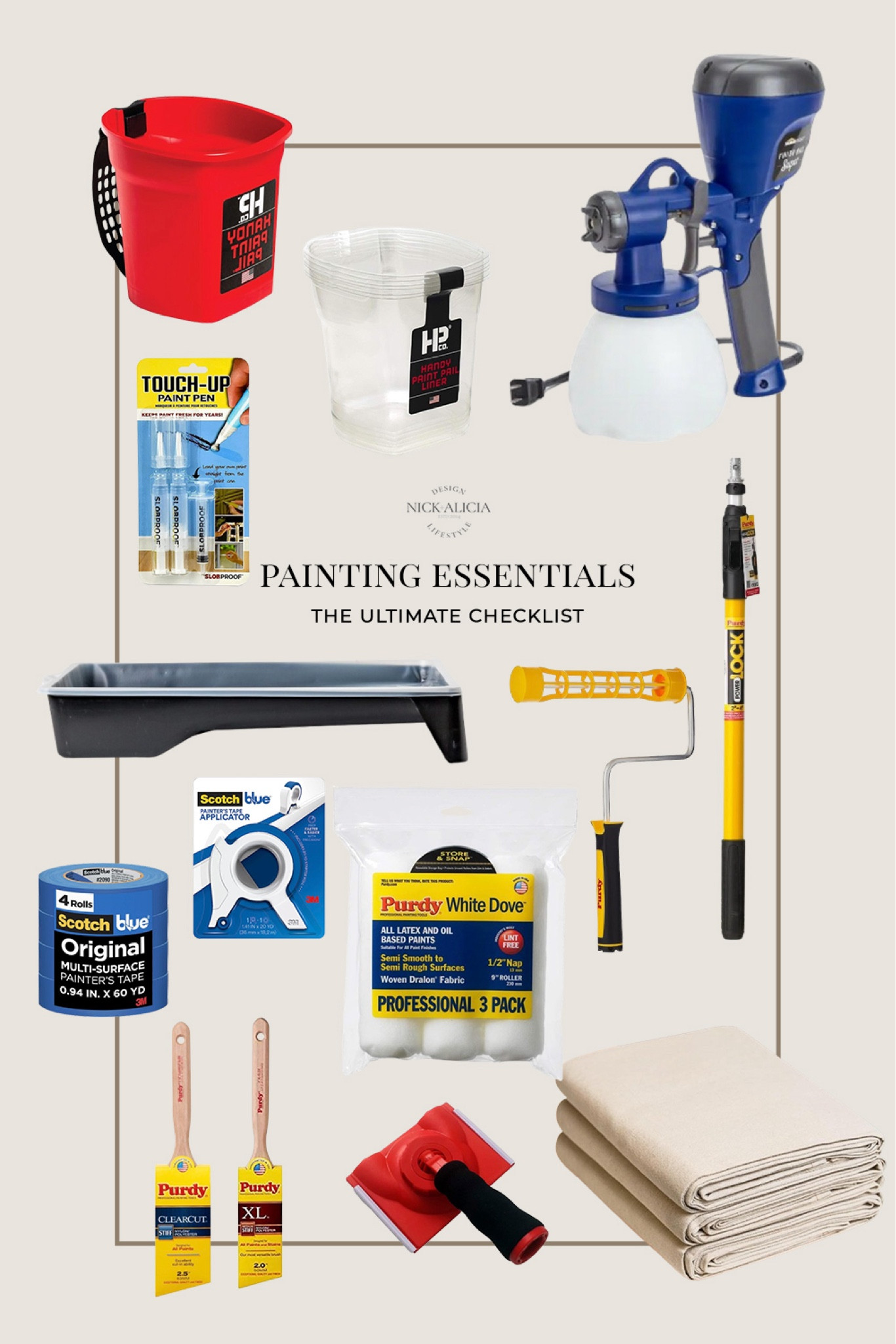 Shop our top paint supplies to make your interior paint projects a breeze!

Painter’s tape, painter’s tape applicator, handheld paint sprayer, Purdy paint brushes, paint tray, paint tray liner, paint edge trimmer, touch-up paint pen, paint Paul, paint pail liner, canvas drop cloth 


#LTKhome
