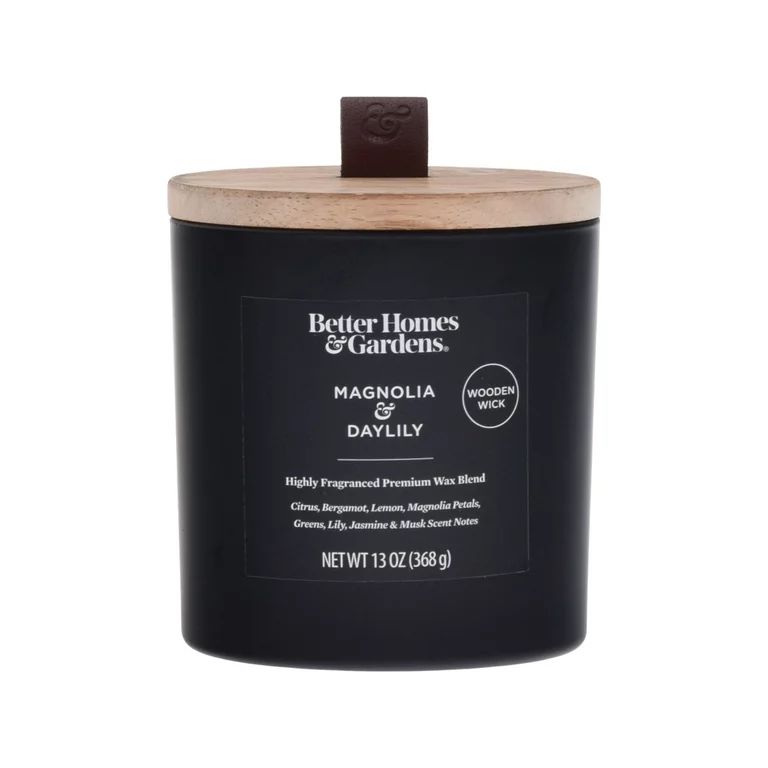 Better Homes & Gardens 13oz Magnolia & Daylily Scented Wooden Wick Jar Candle | Walmart (US)