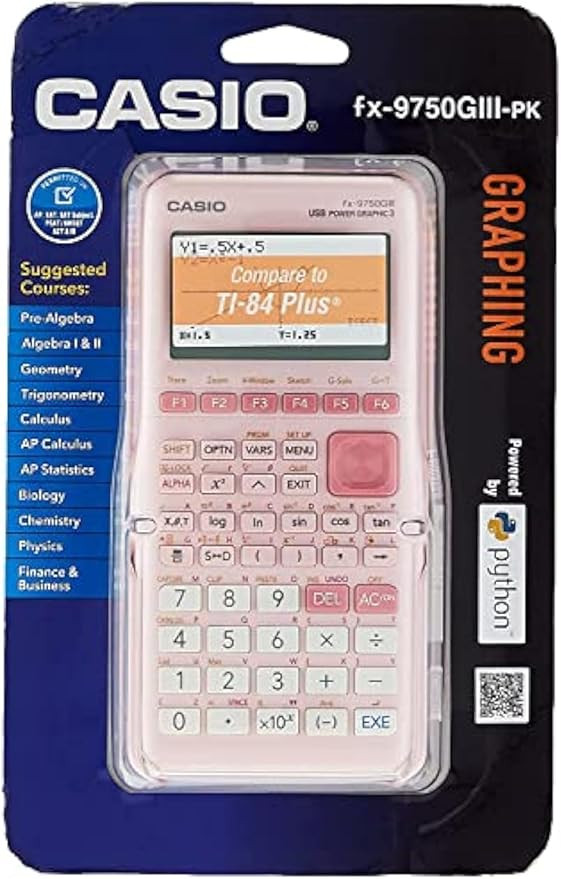 Casio fx-9750GIII Pink Graphing Calculator (fx-9750GIII-PK) | Amazon (US)