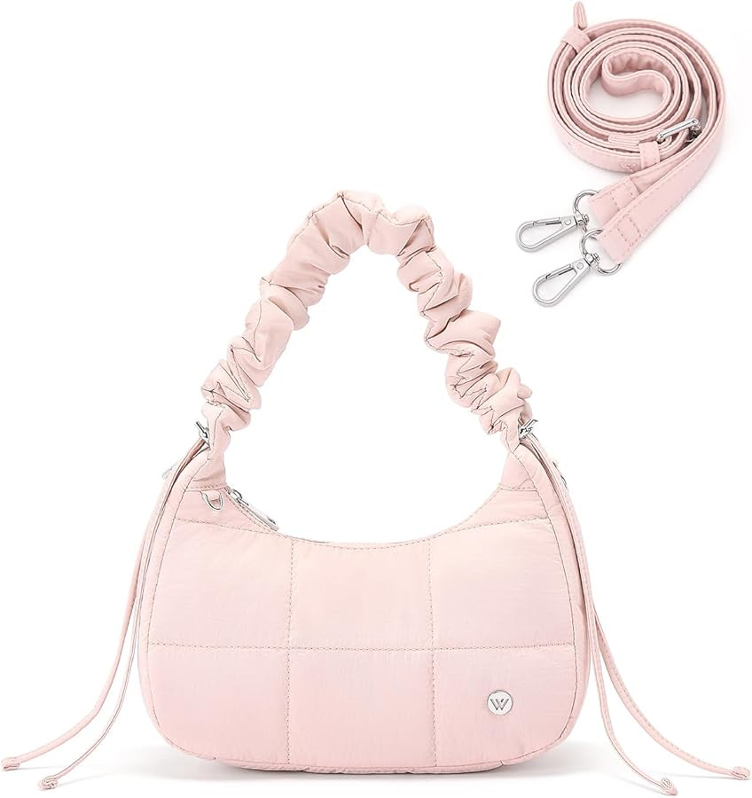 WESTBRONCO Small Puffer Crossbody Bags for Women, Quilted Crescent Shoulder Bag Nylon Daily Purse... | Amazon (US)