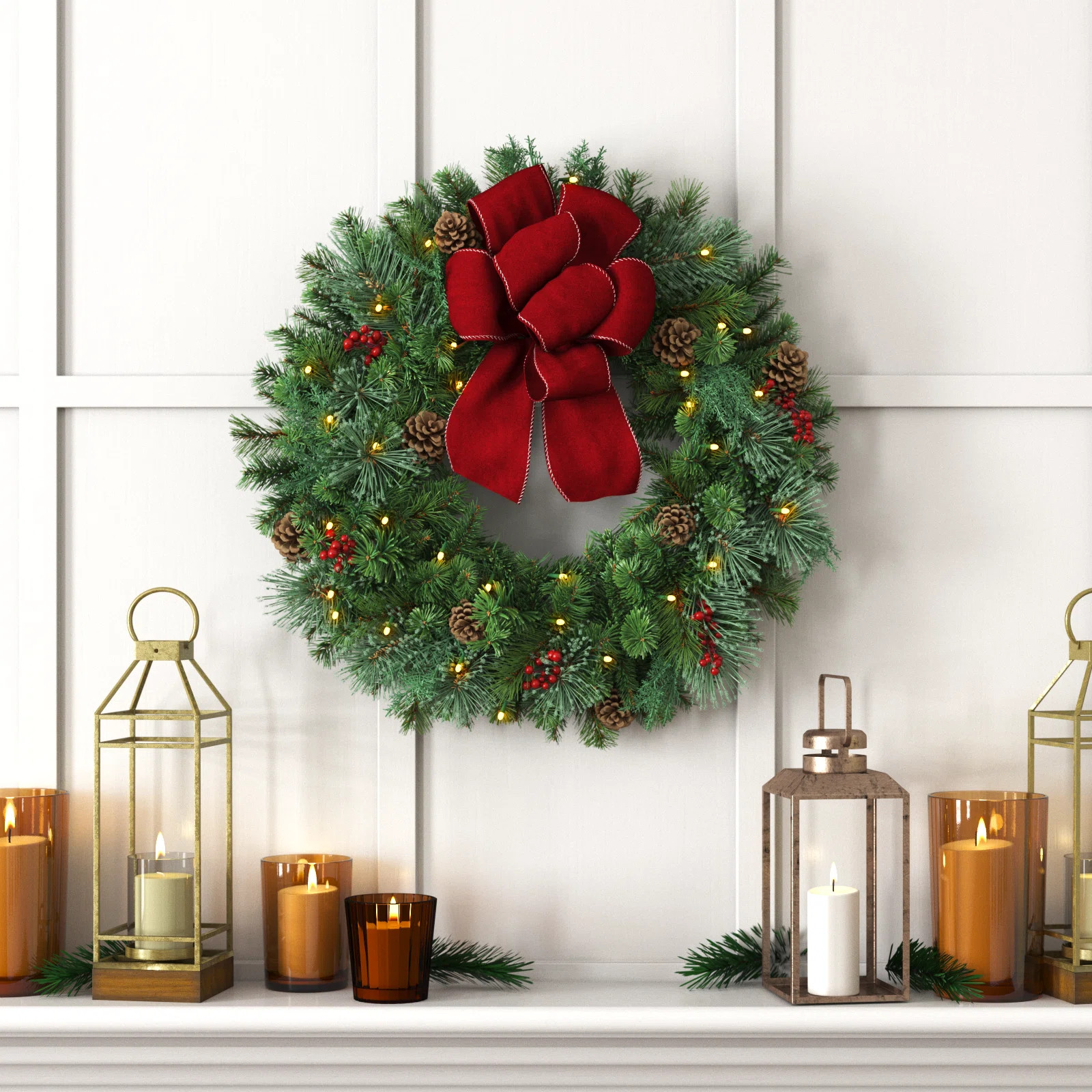 Faux Lighted Mixed Assortment 24'' Wreath | Wayfair North America