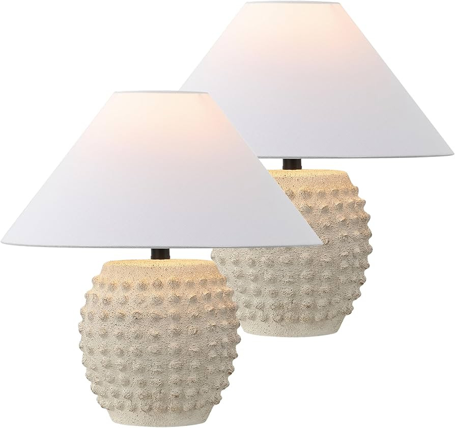 JONATHAN Y 18.25" Matte Cream Ceramic Hobnail Table Lamp Set of 2 for Bedroom, Modern Minimalist ... | Amazon (US)