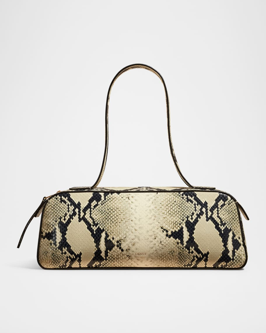 Khaite Simona Python-Embossed Leather Shoulder Bag | Neiman Marcus