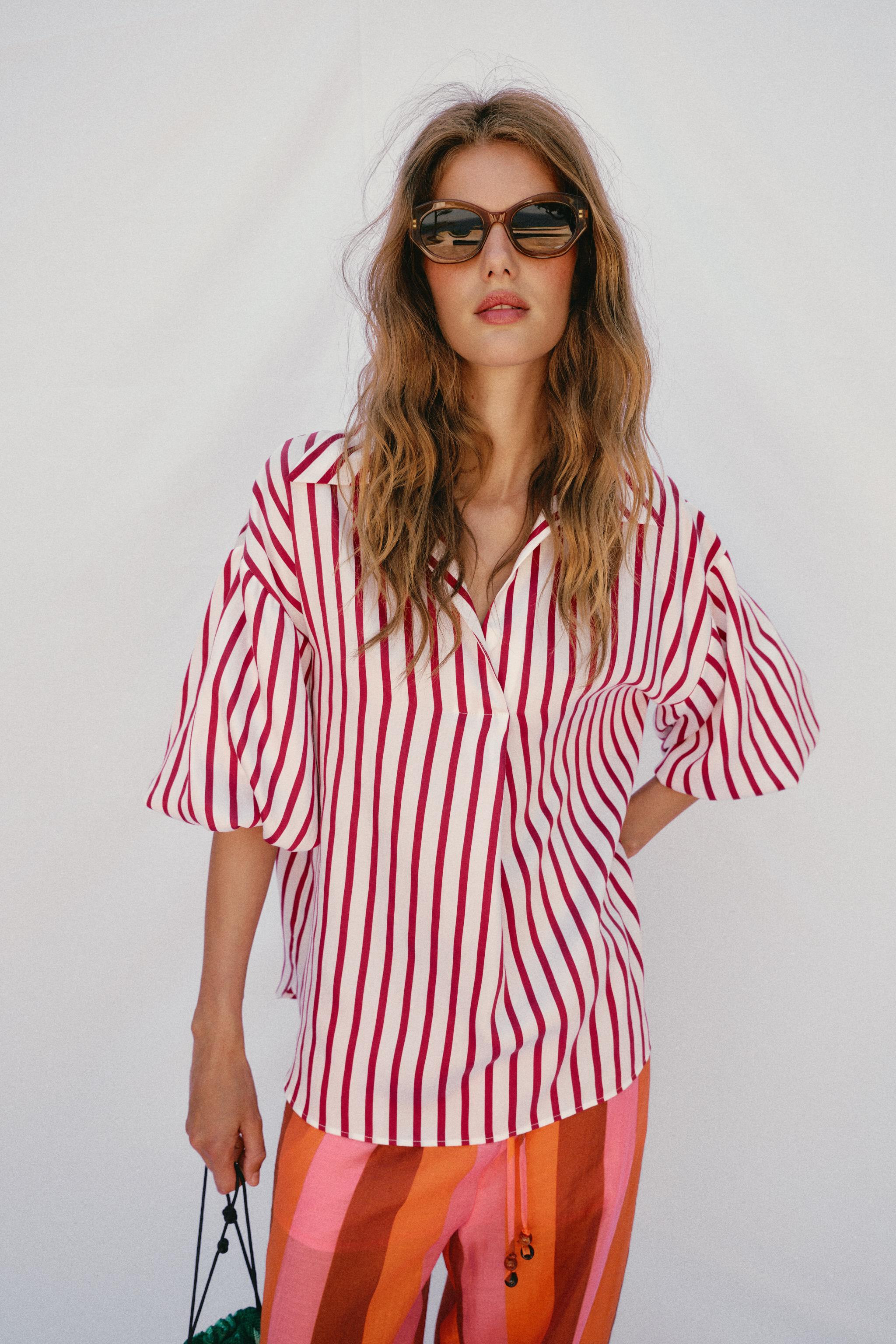 STRIPED PUFF SLEEVE SHIRT | Zara US