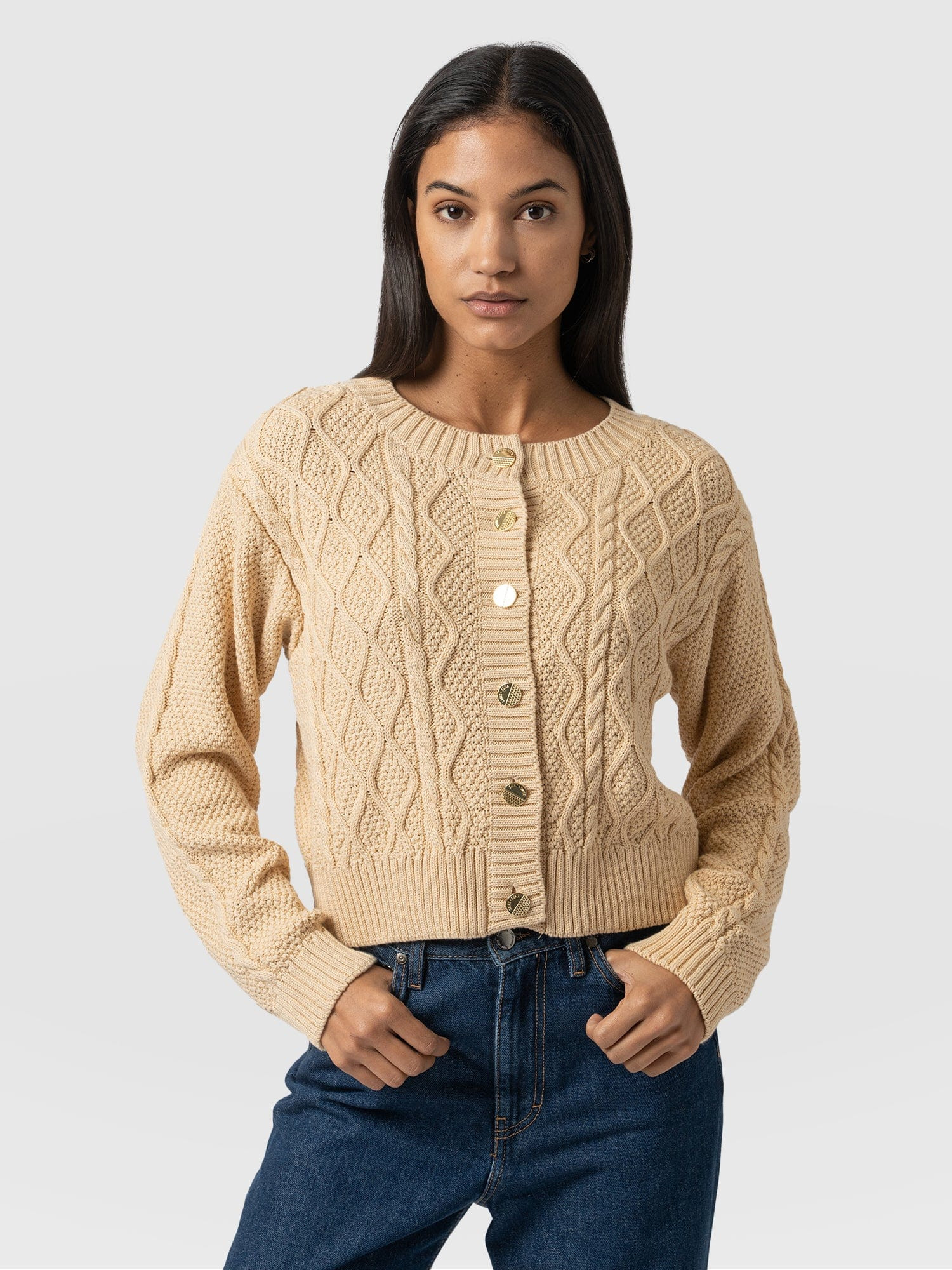 Bronte Cable Cardigan - Yellow | Saint + Sofia