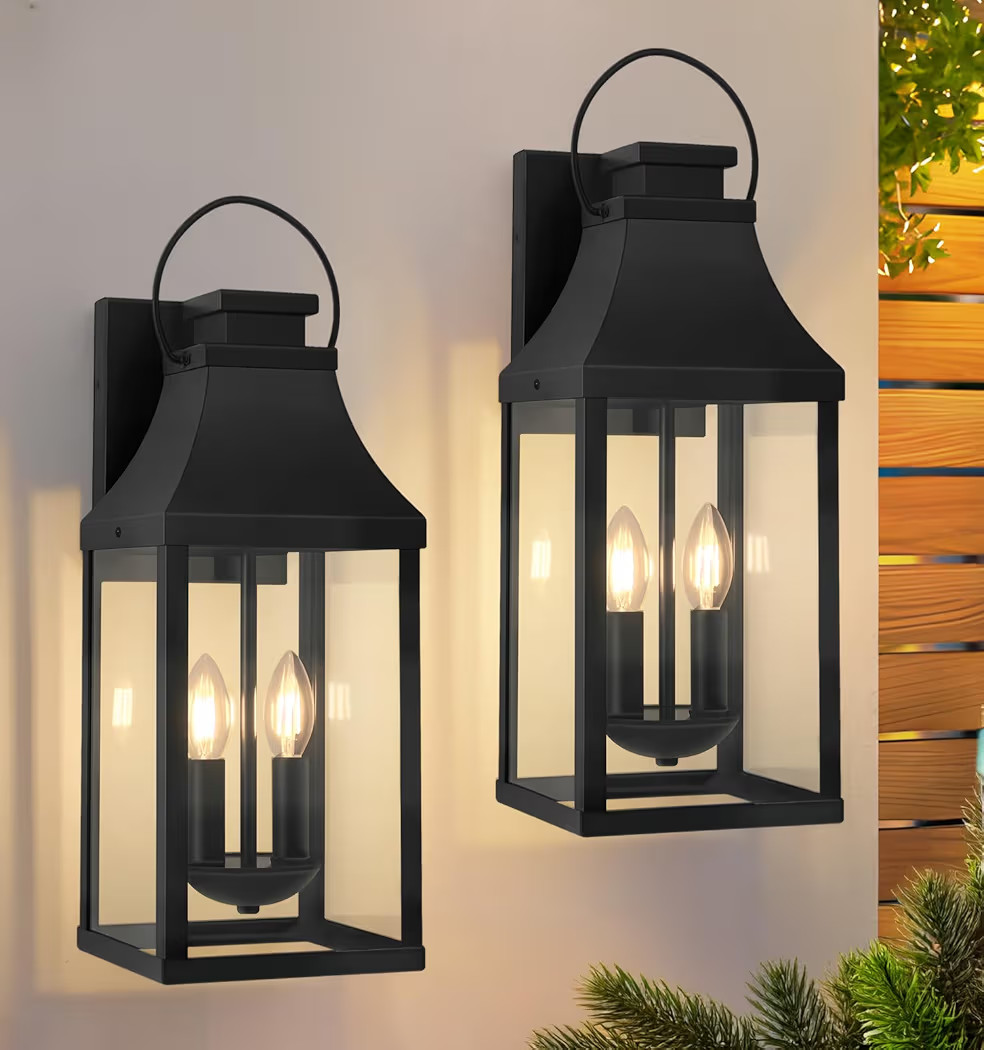 tewei 2-Pack Outdoor Wall Lights, 20'' Porch Light Outdoor Wall Sconce Lantern, Modern Black Exte... | Amazon (US)
