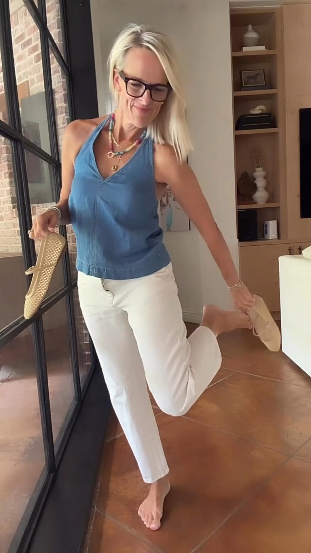 This denim-on-denim combination feels so fresh for warm-weather dressing. The lightweight cotton-linen halter shell has beautiful shaping through the bust, and I love the relaxed barrel-leg jeans with these woven raffia ballet flats. It’s an easy outfit that feels polished without being fussy—and each piece can be styled so many different ways.

💡 LTK MADE EASY
❤️ Heart = Support my posts!
🔖 Save = Get sale & restock alerts
📋 Lists = Keep favorites organized
📲 Share = Send lists and products to a friend. Hello, Christmas List!
💬 Comment = Ask me anything about what I’m wearing.:-)

#LTKgrwm #LTKOver40