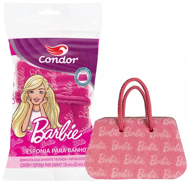 ESPONJA DE BANHO BARBIE - EM FORMA DE BOLSA - 8303 - CONDOR | Droga Raia | DrogaRaia (BR)