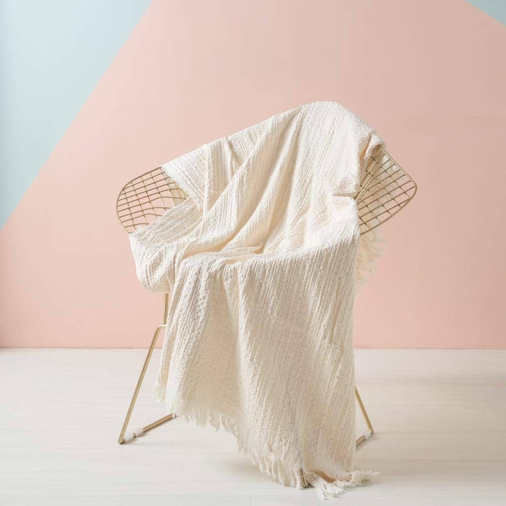 Simple&Opulence 100% Cotton Throw Blanket for Couch, Bed, Waffle Weave Cable Knit Blanket with Ta... | Amazon (US)