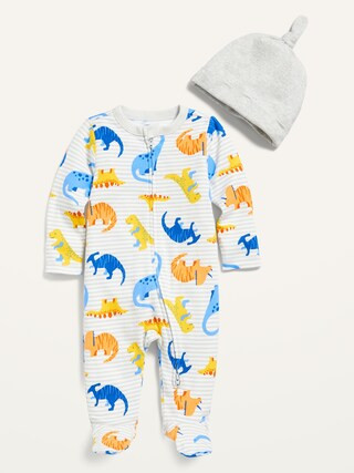 Unisex 2-Piece Footed One-Piece & Beanie Layette Set for Baby | Old Navy (US)