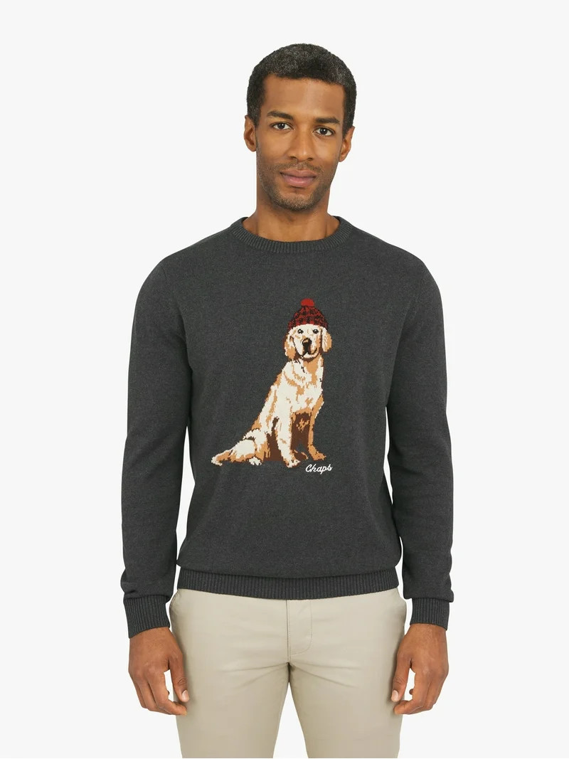 Chaps Men's & Big Men's Cotton Novelty Holiday Crewneck Sweater, Sizes S-3XL | Walmart (US)