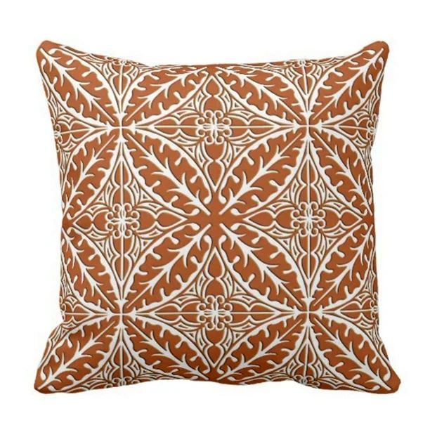 ARTJIA Retro Ceramic Moroccan Tiles Rust Brown and Terracotta Pillowcase Cushion Cover 18x18 inch... | Walmart (US)