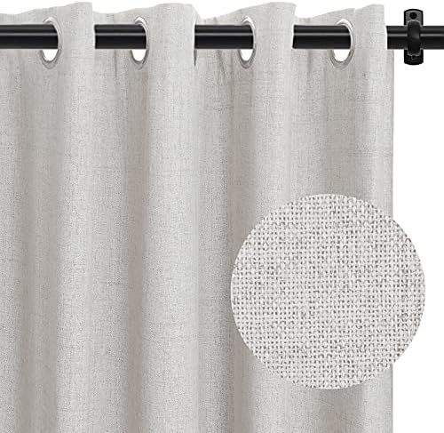 100% Blackout Curtain 84 Inch Length Block Full Light Linen Textured Blackout Curtains for Bedroom T | Amazon (US)