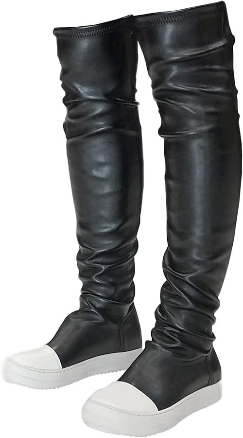 MOFEEDOUKA Thigh High Boots for Women Flat Over The Knee Round Toe Booties | Amazon (US)