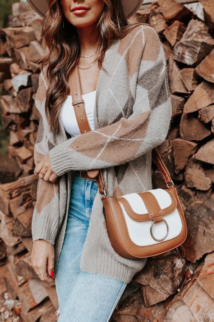 At the Lodge Tan Sherpa Contrast Crossbody | Magnolia Boutique