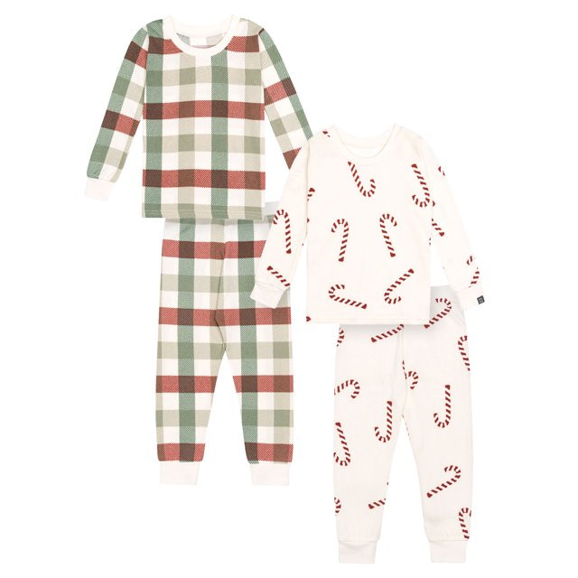 Modern Moments by Gerber Toddler Neutral Super Soft Hacci Tight Fitting Pajama Sets, 4-Piece, Siz... | Walmart (US)