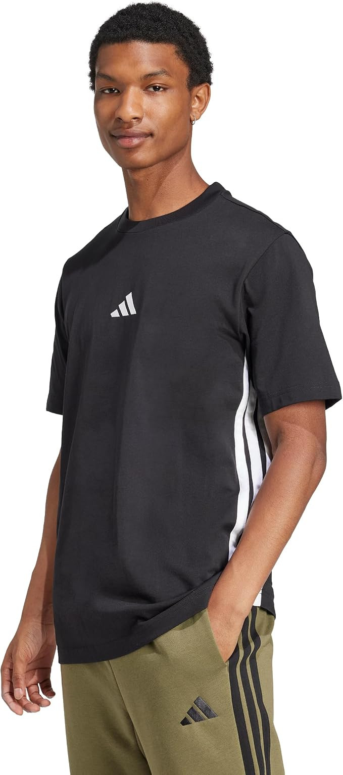 adidas Men's Essentials 3-Stripes Single Jersey T-Shirt | Amazon (US)