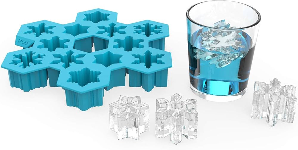 TrueZoo Snowflake Silicone Ice Cube Tray, Novelty Large Mold Makes 12 Snowflake Ice Cubes, Blue, ... | Amazon (US)