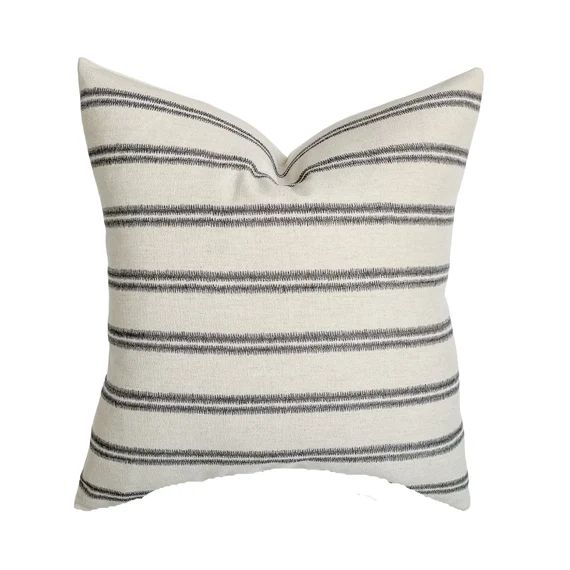 Thomas  Woven Cream Modern Black Stripe Pillow Cover  - Etsy | Etsy (US)