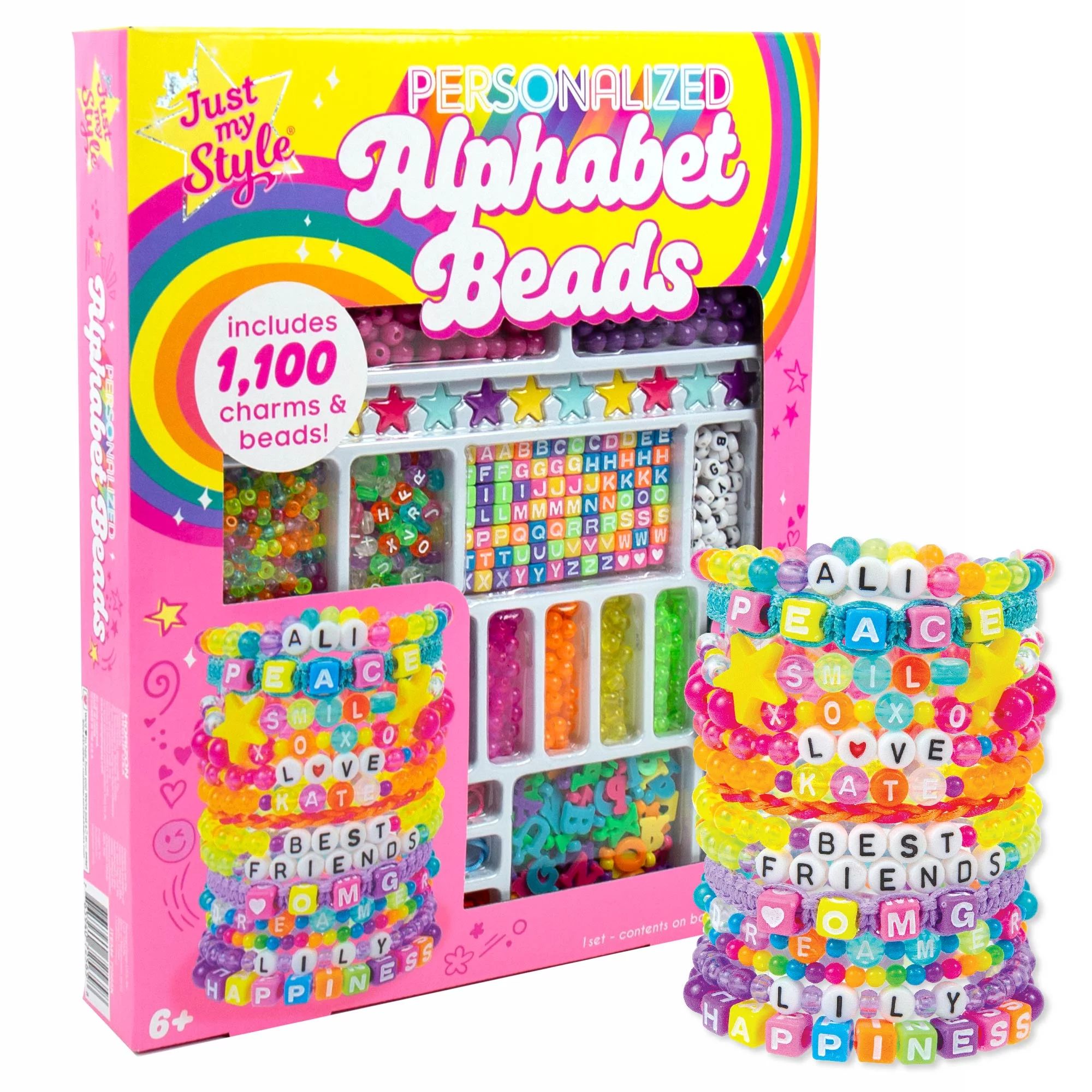 Just My Style® Personalized ABC Beads Jewelry Making Kit, Child, Ages 6+ | Walmart (US)