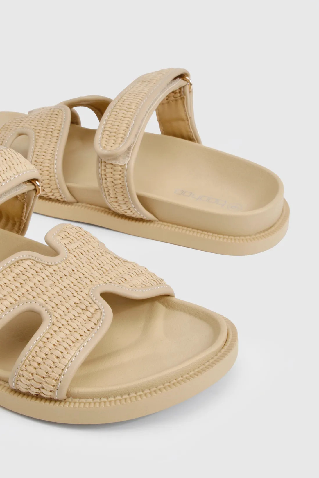 Sandals | Raffia Cut Out Detail Sliders | boohoo | Boohoo.com (UK & IE)
