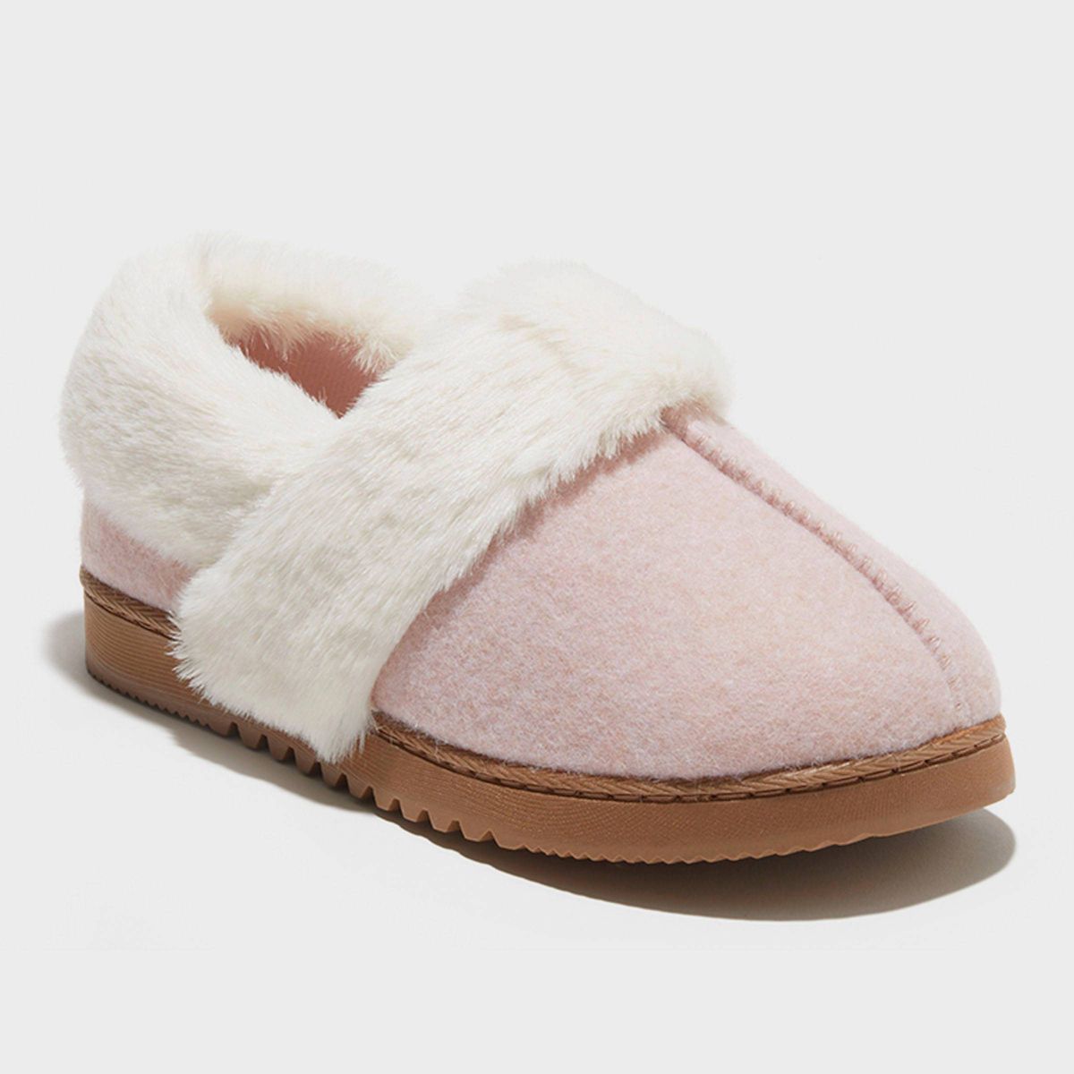 dluxe by dearfoams Women's June Felted Closed Back with Pile Cuff Loafer Slippers | Target