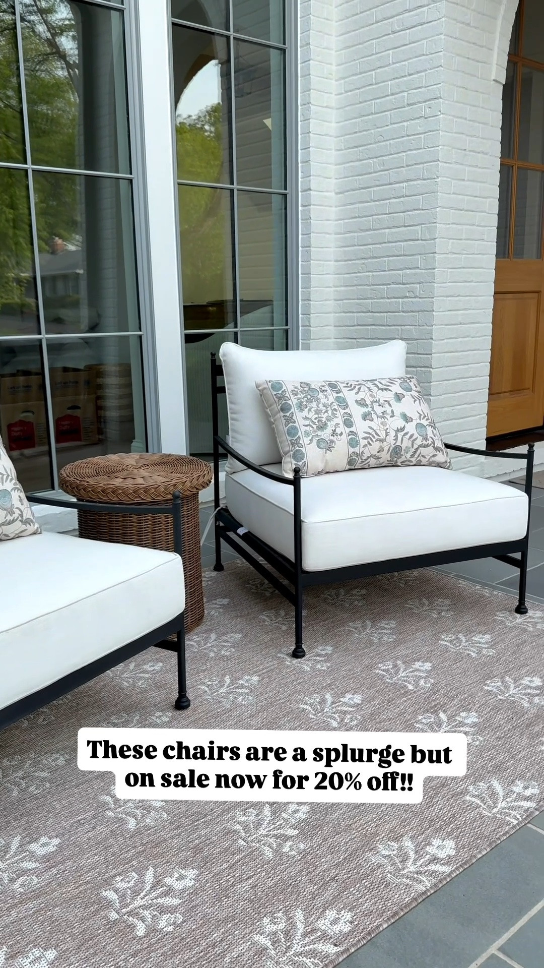 These pretty patio chairs are a splurge, but on sale this weekend for 20% off! Also this cute outdoor accent table is 30% off and these pretty pillows are on sale too! ￼

#LTKHome #LTKSaleAlert