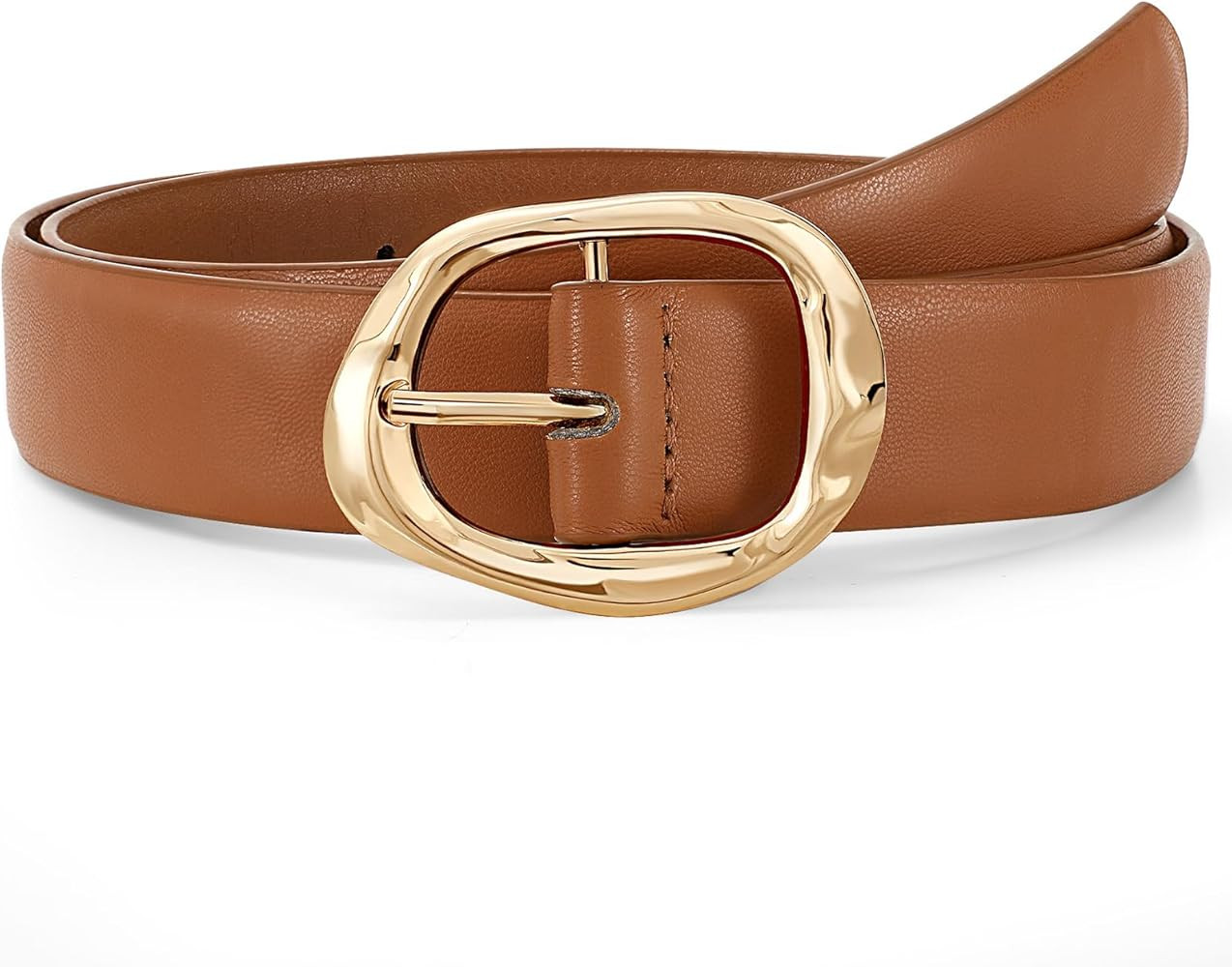 JASGOOD Women Leather Belt for Jeans Pants Ladies Casual Waist Belt Fashion Women Belt with Gold ... | Amazon (US)